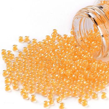 TOHO Round Seed Beads, Japanese Seed Beads, (801) Luminous Neon Tangerine, 11/0, 2.2mm, Hole: 0.8mm, about 50000pcs/pound