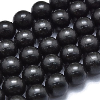 Natural Shungite Beads Strands, Round, 6~6.5mm, Hole: 0.6mm, about 61pcs/Strand, 15.35 inch(39cm)