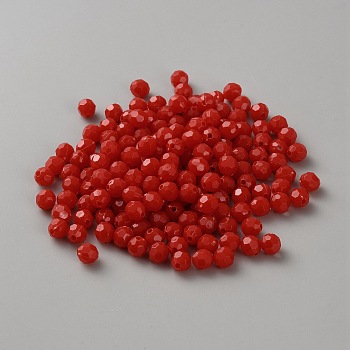 Acrylic Beaded, Faceted, FireBrick, 5.5x6mm, Hole: 1.5mm, about 4545pcs/500g