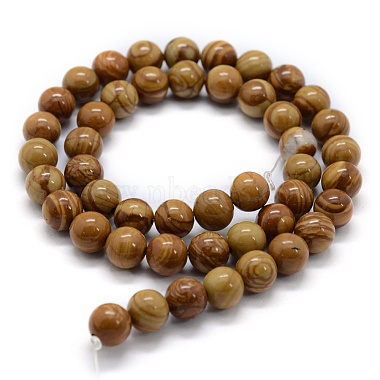 Chapelets de perles en pierre en bois naturel(G-G763-05-6mm)-2