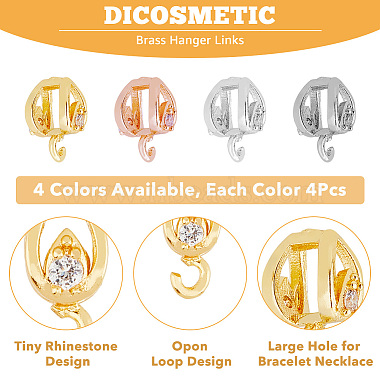 16Pcs 4 Colors Rack Plating Brass Micro Pave Cubic Zirconia Hanger Links(KK-DC0003-65)-5