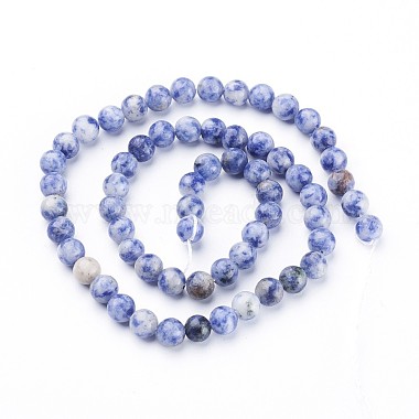 Brins de perles de jaspe de tache bleue naturelle(X-GSR6mmC036)-3