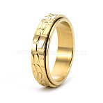 Textured Stainless Steel Rotating Finger Ring, Fidget Spinner Ring for Calming Worry Meditation, Golden, US Size 10(19.8mm)(PW-WG29121-14)