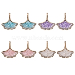 8Pcs 4 Colors Rack Plating Alloy Rhinestone Pendant, with Enamel, Nickel Free, Gingko Leaf Charms, Golden, Mixed Color, 16.5x16x4.5mm, Hole: 2.2mm, 2Pcs/color(ENAM-YW0003-23)