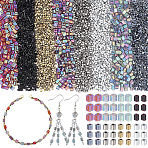 6540Pcs 8 Style Glass Seed Beads, Opaque Colours, Square Hole, Cube, Mixed Color, 2~6x2~4x2~4mm, Hole: 0.8~1.4mm(SEED-PA0001-34)