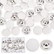 Cloth Shank Buttons, with Zinc Alloy Finding, Flat Round, for Overcoat Garment Accessories, White, 19x8mm, Hole: 3x3mm, 50pcs/box(BUTT-GF0001-12B)