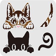 Large Plastic Reusable Drawing Painting Stencils Templates, for Painting on Scrapbook Fabric Tiles Floor Furniture Wood, Rectangle, Cat Pattern, 297x210mm(DIY-WH0202-479)