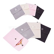 PandaHall Elite 8Pcs 8 Style Square Velvet Jewelry Bags, with Snap Fastener, Mixed Color, 7~10x7~10x0.95~1cm, 1pc/style(TP-PH0001-17)