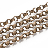 Iron Rolo Chains, Belcher Chain, with Spool, Unwelded, Red Copper, 5x2mm, about 82.02 Feet(25m)/roll(CH-T001-04R)