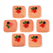 Opaque Epoxy Resin Cabochons, Imitation Food, Bread, Coral, 22.5x22.5x10.5mm(CRES-S358-69)