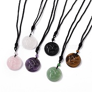 Adjustable Natural Mixed Gemstone Sailor's Knot Pendant Necklace with Nylon Cord for Women, 35.43 inch(90cm)(NJEW-L171-02)