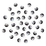 50Pcs Natural Freshwater Shell Printed Beads, Yin Yang Pattern, Black, White, 6x2.5mm, Hole: 0.7mm(SHEL-NB0001-55B)
