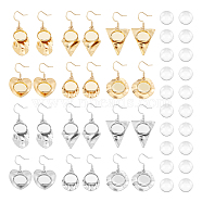 12 Pairs 12 Style Glass Blank Dome Dangle Earrings, Rhombus & Teardrop & Triangle & Heart & Nugget 304 Stainless Steel Drop Earrings, Golden & Stainless Steel Color, 37~47mm, Pin: 0.7mm, 2 color, 1 Pair/style(EJEW-AB00025)
