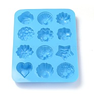 Food Grade Silicone Molds, Fondant Molds, For DIY Cake Decoration, Chocolate, Candy, UV Resin & Epoxy Resin Jewelry Making, Flower & Heart & Star, Random Single Color or Random Mixed Color, 210x160x24mm(AJEW-E027-03)