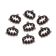 Tibetan Style Alloy Chandelier Components Links, Oval, Red Copper, 22x23.5x2.8mm, Hole: 1.6mm and 1.8mm(PALLOY-G257-20R)