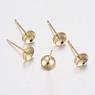 304 Stainless Steel Stud Earring Findings, Golden, 14x4mm, Pin: 0.8mm(STAS-H436-25-4mm)