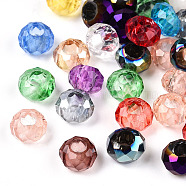 Mixed Glass Beads, Large Hole Beads, Faceted Rondelle, Mixed Color, 8x5mm, Hole: 3mm(GLAA-R143-8mm-M)