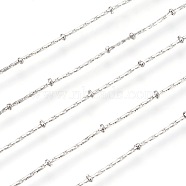 304 Stainless Steel Cardano Chains, Satellite Chains, with Beads, Soldered, Stainless Steel Color, 0.6mm(CHS-L017-16P)