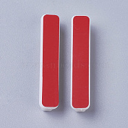 Plastic Safety Pins, with Adhesive Brooch Base and Iron Pin, Rectangle, White, 36x7x7mm, Pin: 0.7mm(KY-WH0005-C-02)