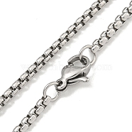 Non-Tarnish 201 Stainless Steel Box Chain Necklaces for Women and Men, Stainless Steel Color, 23.35 inch(59.3cm)(NJEW-F322-06P)