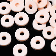 Handmade Polymer Clay Beads, Disc/Flat Round, Heishi Beads, Misty Rose, 4x1mm, Hole: 1mm, about 55000pcs/1000g(CLAY-R067-4.0mm-B48)