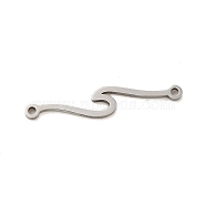 Non-Tarnish 304 Stainless Steel Wave Links Connector Charms, Stainless Steel Color, 25.5x4.5x1mm, Hole: 1mm(STAS-S123-03P-05)