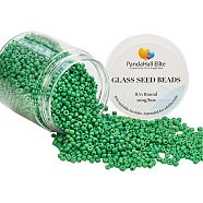 8/0 Round Glass Seed Beads, Pale Green, 3mm, Hole: 1mm, about 2000pcs/box(SEED-PH0005-07)
