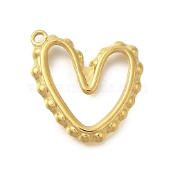 304 Stainless Steel Pendants, Heart Charm, Golden, 21x21.5x2.5mm, Hole: 1.6mm(STAS-U027-08G-06)