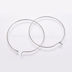 316 Surgical Stainless Steel Hoop Earrings Findings, Wine Glass Charms Findings, Stainless Steel Color, 50x0.8mm, Inner Diameter: 49mm, 20 Gauge(STAS-K146-039-50mm-0.8)