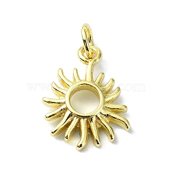 Brass Pendants, Sun, Real 18K Gold Plated, 16x12.5x2mm, Hole: 3mm(KK-H475-40G-01)