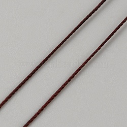 Polyester Imitation Leather Wax Cords, Round, Coconut Brown, 0.5mm, about 115.92 Yards(106m)/Roll(OCOR-WH0063-101)