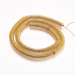 Electroplate Non-magnetic Synthetic Hematite Beads Strands, Heishi Beads, Disc/Flat Round, Golden Plated, 6x1mm, Hole: 1mm, about 278~290pcs/strand, 15.5 inch~15.9 inch(G-K239-05B)