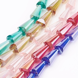 Electroplate Glass Beads Strands, AB Color Plated, Faceted, Cone, Mixed Color, 12x6x6mm, Hole: 2mm(EGLA-Q033-M)