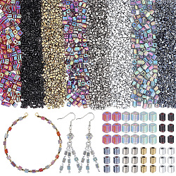 6540Pcs 8 Style Glass Seed Beads, Opaque Colours, Square Hole, Cube, Mixed Color, 2~6x2~4x2~4mm, Hole: 0.8~1.4mm(SEED-PA0001-34)