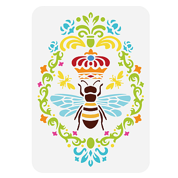 Plastic Drawing Painting Stencils Templates, for Painting on Scrapbook Fabric Tiles Floor Furniture Wood, Rectangle, Bees, 29.7x21cm