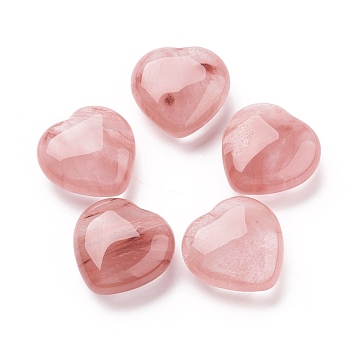 Cherry Quartz Glass Beads, No Hole/Undrilled, Heart, 30x30x14.5mm