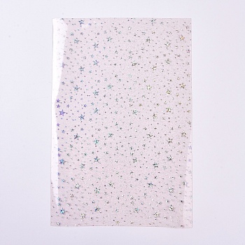 A4 PVC Vinyl Sparkle Fabric Sheets, for DIY Handmade Pencil Case Shiny Bags Bows Craft Material, Star, Gray, 30x20x0.04cm