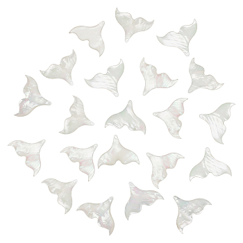 WADORN 20Pcs Natutal Shell Pendants, AB Color Fishtail Charms, White, 20x26x2.5mm, Hole: 1mm