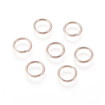 304 Stainless Steel Open Jump Rings, Rose Gold, 20 Gauge, 7x0.8mm, Inner Diameter: 5.5mm