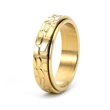 Textured Titanium Steel Rotating Finger Ring, Fidget Spinner Ring for Calming Worry Meditation, Golden, US Size 10(19.8mm)