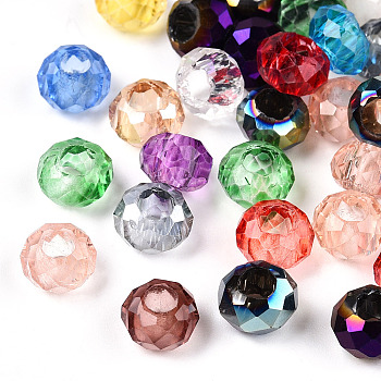 Mixed Glass Beads, Large Hole Beads, Faceted Rondelle, Mixed Color, 8x5mm, Hole: 3mm