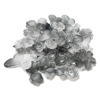 Transparent Acrylic Beads, Frosted, Mixed Shapes, Gray, 12~30.5x11.5~39.5x2.5~9mm, Hole: 1.6~2.7mm