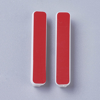 Plastic Safety Pins, with Adhesive Brooch Base and Iron Pin, Rectangle, White, 36x7x7mm, Pin: 0.7mm