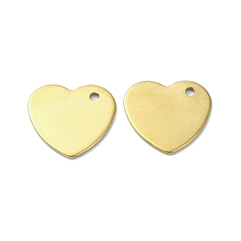 Ion Plating(IP) 201 Stainless Steel Charms, Heart Charms, Real 18K Gold Plated, 13.5x14x1mm, Hole: 1.5mm