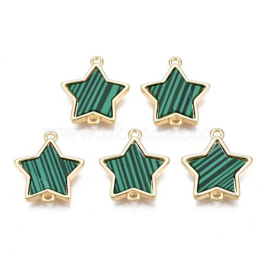Real 18K Gold Plated Sea Green Star Brass Links