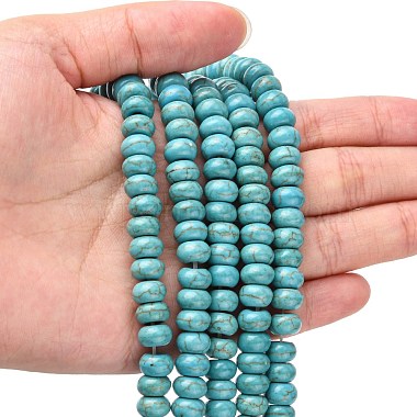 1 Strand Rondelle Synthetic Turquoise Beads Strands(X-TURQ-G109-8x5mm-06)-4