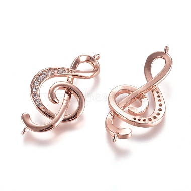 Rose Gold Clear Musical Note Brass+Cubic Zirconia Links