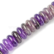 Natural Amethyst Beads Strands, Heishi Beads, Disc, 16x6mm, Hole: 1.4mm, about 30pcs/strand, 7.09~7.48 inch(18~19cm)(G-F743-01A)
