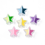 Transparent Acrylic Beads, with Enamel, Star, Mixed Color, 19x20x9mm, Hole: 3mm(TACR-S135-054)