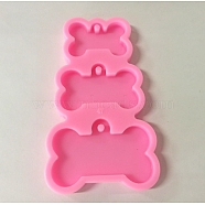 Bone Shape DIY Pendant Silicone Molds, for Keychain Making, Resin Casting Molds, For UV Resin, Epoxy Resin Jewelry Making, Hot Pink, 116x67x10mm, Inner Diameter: 21x30mm, 42x27mm, 34x52mm(X-SIMO-PW0001-325A)